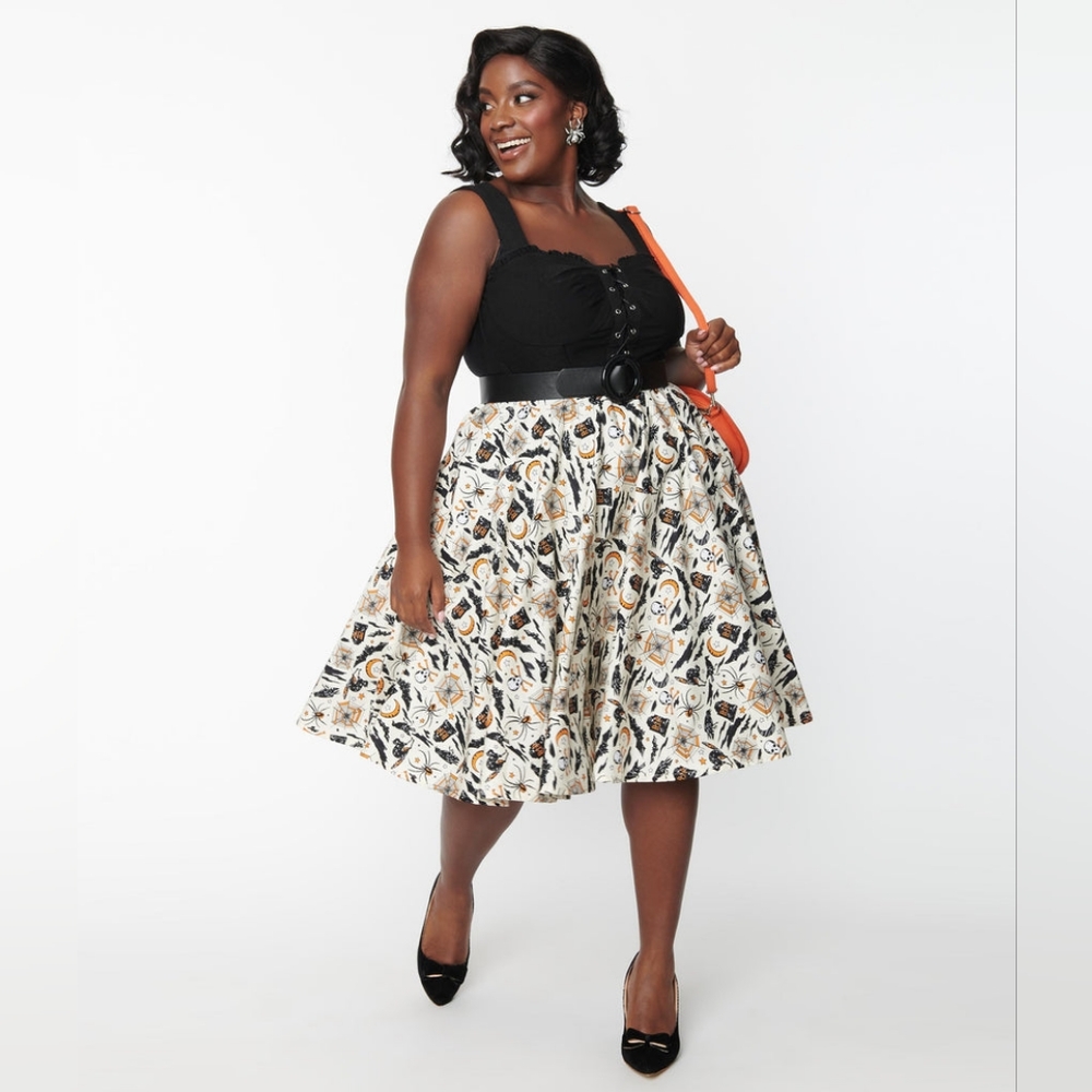 Spooky Halloween Print Swing Skirt - 4x